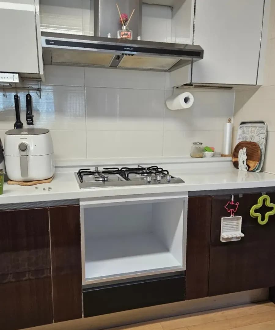 주방 빌트인 오븐 자리 시공 후
